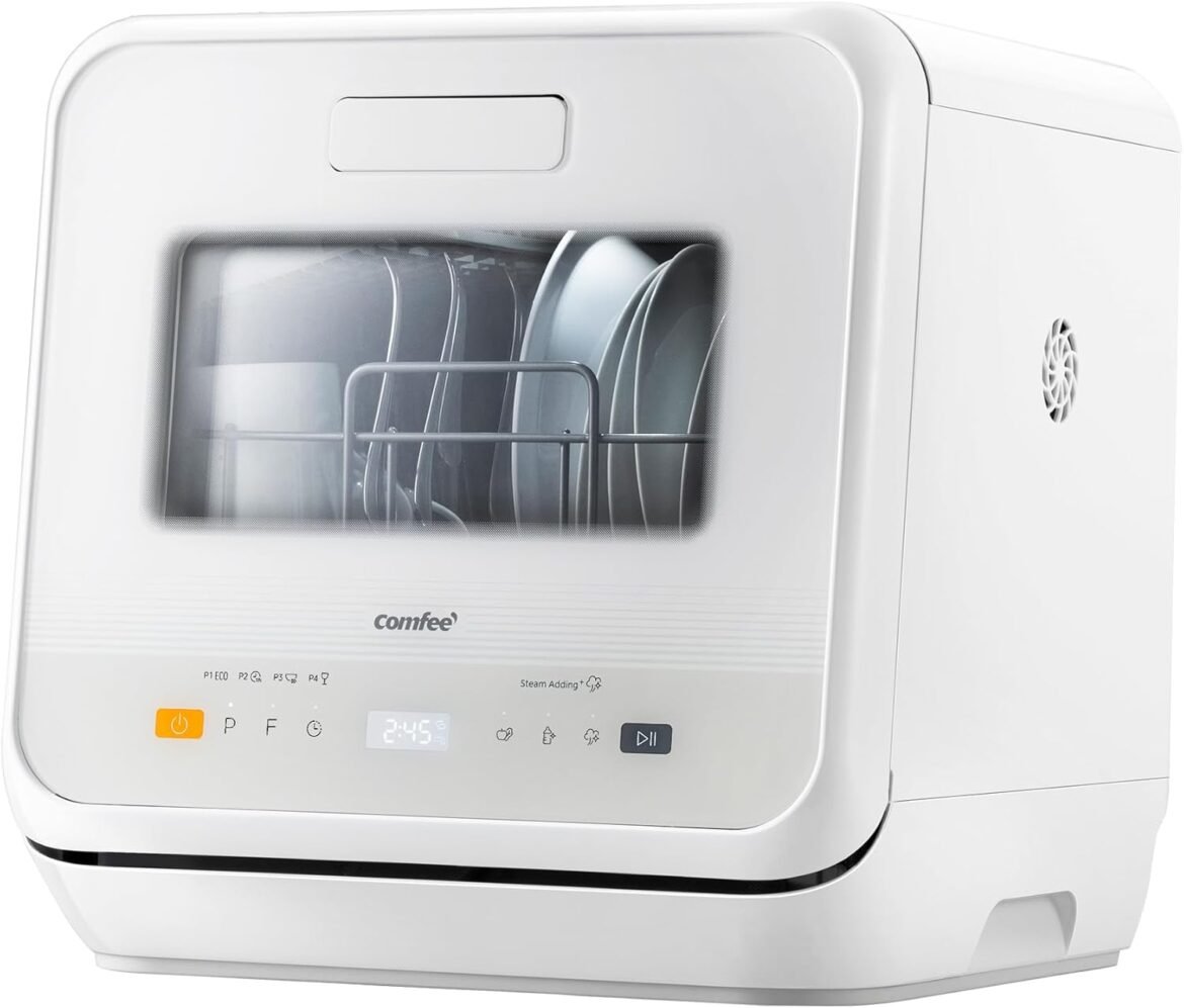 COMFEE′ Mini Lavavajillas de Sobremesa – Compacto, potente y pensado para familias con bebés